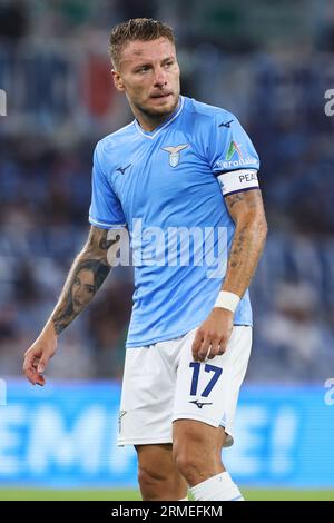 Rome, Italie. 27th Aug, 2023. Ciro Immobile of Lazio looks on during the Italian championship Serie A football match between SS Lazio and Genoa CFC on August 27, 2023 at Stadio Olimpico in Rome, Italy - Photo Federico Proietti/DPPI Credit: DPPI Media/Alamy Live News Stock Photo