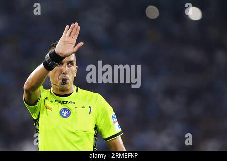 Rome, Italie. 27th Aug, 2023. The referee Livio Marinelli during the Italian championship Serie A football match between SS Lazio and Genoa CFC on August 27, 2023 at Stadio Olimpico in Rome, Italy - Photo Federico Proietti/DPPI Credit: DPPI Media/Alamy Live News Stock Photo