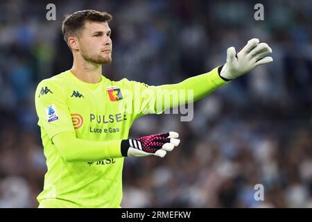 Rome, Italie. 27th Aug, 2023. Josep Martinez goalkeeper of Genoa gestures during the Italian championship Serie A football match between SS Lazio and Genoa CFC on August 27, 2023 at Stadio Olimpico in Rome, Italy - Photo Federico Proietti/DPPI Credit: DPPI Media/Alamy Live News Stock Photo