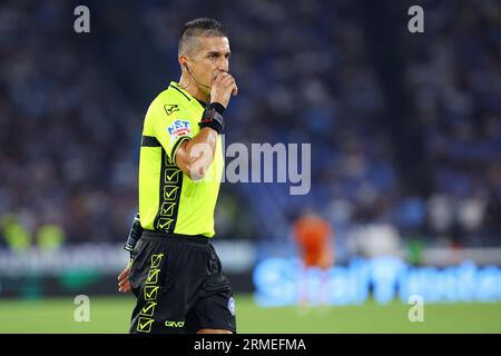 Rome, Italie. 27th Aug, 2023. The referee Livio Marinelli during the Italian championship Serie A football match between SS Lazio and Genoa CFC on August 27, 2023 at Stadio Olimpico in Rome, Italy - Photo Federico Proietti/DPPI Credit: DPPI Media/Alamy Live News Stock Photo