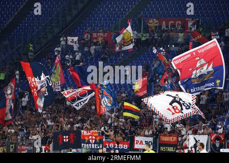 Rome, Italie. 27th Aug, 2023. Supporters of Genoa during the Italian championship Serie A football match between SS Lazio and Genoa CFC on August 27, 2023 at Stadio Olimpico in Rome, Italy - Photo Federico Proietti/DPPI Credit: DPPI Media/Alamy Live News Stock Photo