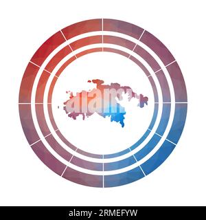 Saint John badge. Bright gradient logo of island in low poly style. Multicolored Saint John rounded sign with map in geometric style for your infograp Stock Vector