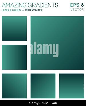 Colorful gradients in jungle green and green yellow color tones ...