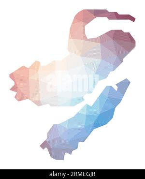 Map of Nusa Lembongan. Low poly illustration of the island. Geometric design with stripes. Technology, internet, network concept. Vector illustration. Stock Vector