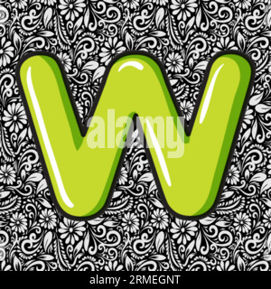 Alphabet Small Letter W , Alphabet Letter Design, Alphabet Letter illustration, Latter Art, lettering illustration, Alphabet Vector, Font Vector Stock Vector