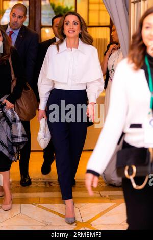 New York, Vereinigte Staaten. 21st Sep, 2022. Queen Rania Al Abdullah during the Earthshot Prize Innovation Summit, on September 21, 2022, pictures on the occasion of Queen Rania Al Abdullah celebrating her birthday on Thursday, August 31, 2023 Credit: Royal Hashemite Court/Albert Nieboer/Netherlands OUT/Point De Vue OUT/dpa/Alamy Live News Stock Photo