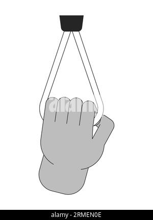 Holding handrail in public transport bw concept vector spot illustration Stock Vector