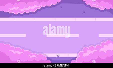 Journey road with sakura trees cute kawaii lo fi background Stock Vector