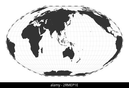 Vector world map. McBryde-Thomas flat-polar quartic pseudocylindrical equal-area projection. Plain world geographical map with latitude and longitude Stock Vector