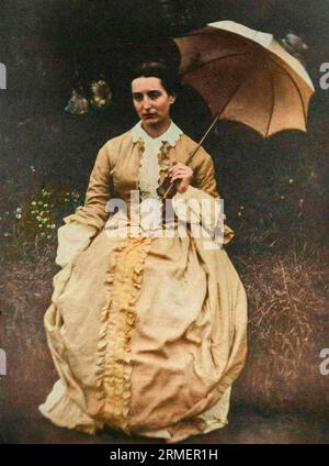 Portrait of Adele Hugo (1830-1915) by Charles Hugo (1826–1871) - photo colorié ultérieurement - Later coloring.  Child of French writer Victor Hugo. Stock Photo