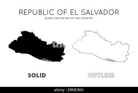 Republic of El Salvador map. Blank vector map of the Country. Borders of Republic of El Salvador for your infographic. Vector illustration. Stock Vector