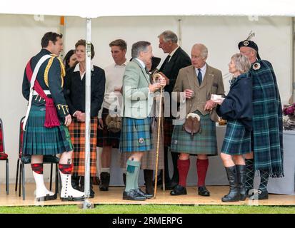 26 August 2023. Lonach Highland Games,Aberdeenshire,Scotland. This is King Charles III at Lonach Highland Games and Gathering. Stock Photo