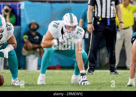 Miami Dolphins offensive tackle Ryan Hayes (76) and Houston Texans  defensive end Ali Gaye (73) during an NFL preseason football game,  Saturday, Aug. 19, 2023, in Houston. (AP Photo/Tyler Kaufman Stock Photo -  Alamy