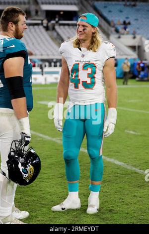 Miami Dolphins inside linebacker Andrew Van Ginkel (43) defends against the  New York Jets during an NFL football game, Sunday, Nov. 21, 2021, in East  Rutherford, N.J. (AP Photo/Adam Hunger Stock Photo - Alamy