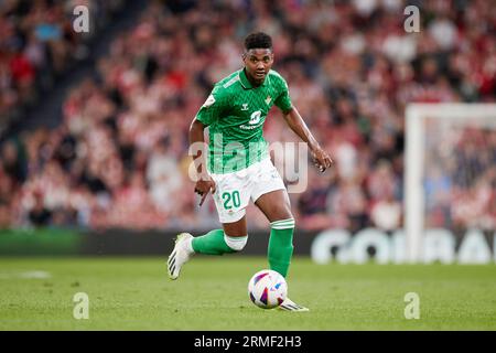 Bilbao, Spain, August 27, 2023, Abner Vinicius da Silva Santos of Real Betis during the Spanish championship La Liga football match between Athletic Club and Real Betis Balompie on August 27, 2023 at San Mames stadium in Bilbao, Spain Stock Photo