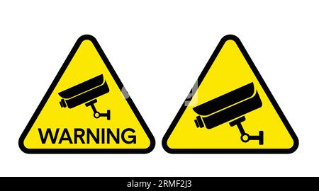 Surveillance camera warning sign in operation. Vector isolated illustration Stock Vector