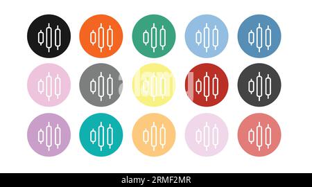 Vector Isolated Trading Icon Set or Illustration, with Candles or Candlesticks Stock Vector
