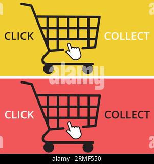 Click and collect banners on a white background with copy space Stock Vector