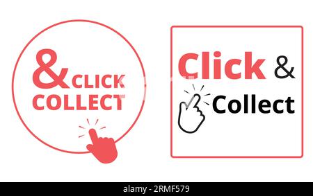 Click and collect banners on a white background with copy space Stock Vector