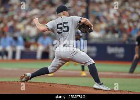 Tampa Bay Rays' Isaac Paredes reacts after being hit in the head with by a  pitch against the New York Yankees during a baseball game Sunday, Aug. 27,  2023, in St. Petersburg