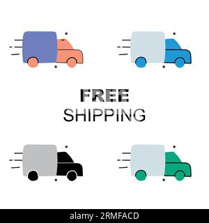 Fast delivery truck icon. Fast delivery truck icon, Express delivery symbol, Quick shipping truck logo, Speedy delivery van, Swift transportation icon Stock Vector