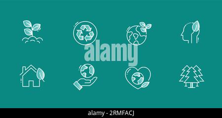 Green Energy Icons: Renewable, Sustainable, and Eco-Friendly. Stock Vector