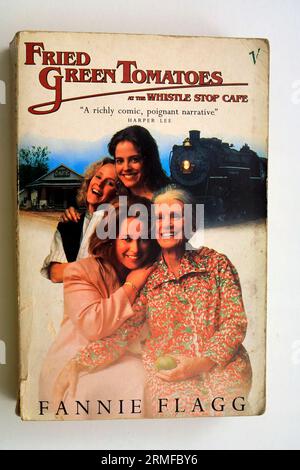 Fried Green Tomatoes at The Whistle Stop Cafe. By Fannie Flagg. Book cover on white background Stock Photo