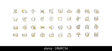 Delivery and logistics Icons. Vector Editable Stroke and Colors. Stock Vector