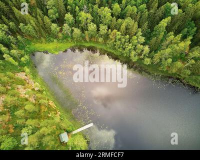 Scenic aerial view of Helgtrask lake in Sipoonkorpi national park of Finland Stock Photo