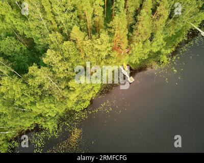 Scenic aerial view of Helgtrask lake in Sipoonkorpi national park of Finland Stock Photo