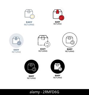 Easy returns icon, simple returns symbol, Hassle-free returns emblem, convenient returns logo. Stock Vector