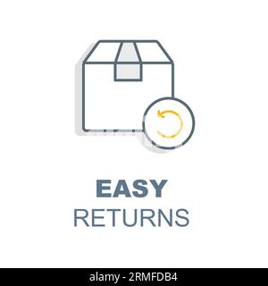 Easy returns icon, simple returns symbol, Hassle-free returns emblem, convenient returns logo. Stock Vector