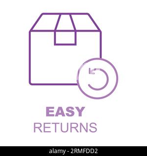 Easy returns icon, simple returns symbol, Hassle-free returns emblem, convenient returns logo. Stock Vector