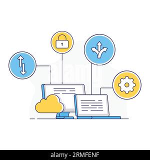 Software as a service icon. Cloud-based Software Symbol. Cloud Computing Services Illustration. Vector Editable Icons. Stock Vector