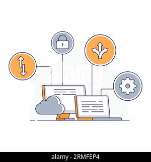 Software as a service icon. Cloud-based Software Symbol. Cloud Computing Services Illustration. Vector Editable Icons. Stock Vector