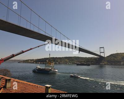 window installation company installs windows using a crane. captured by a drone Stock Photo