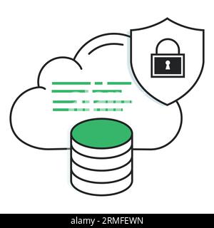 Secure Data Server Icon. Network Protection, Information Privacy, and Cloud Security. Editable Stroke for Easy Customization. Stock Vector