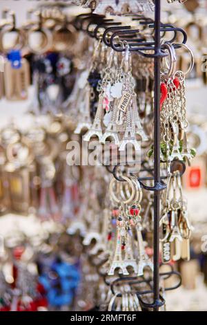 Eiffel tower trinkets for sale in Paris, France Stock Photo