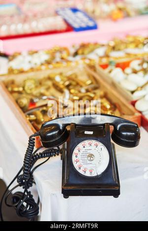 Vintage telephone on a Parisian flea market Stock Photo - Alamy