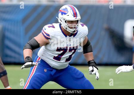 Buffalo Bills offensive tackle David Quessenberry (77) lines up during an  NFL football game against the Green Bay Packers, Sunday, Oct. 30, 2022, in  Orchard Park, N.Y. (AP Photo/Bryan Bennett Stock Photo - Alamy