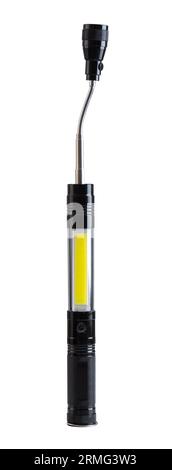 Flexible telescopic flashlight retractable magnetic lantern with magnet.Telescopic LED lantern Stock Photo