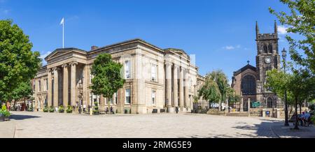 Macclesfield St Michael and All Angels Church and Macclesfield Town Hall Macclesfield Cheshire East England UK GB Europe Stock Photo