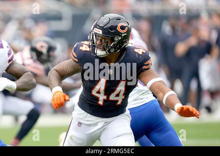 Chicago Bears linebacker Noah Sewell (44) walks off the field