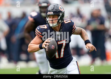 Chicago Bears quarterback Tyson Bagent (17) during the second half of an  NFL football game against the Tennessee Titans, Saturday, Aug. 12, 2023, in  Chicago. (AP Photo/Melissa Tamez Stock Photo - Alamy