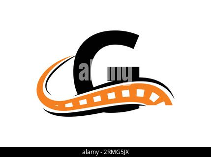 Letter G with road logo sing. The creative design concept for highway maintenance and construction. Road Logo Design Transportation Sign Symbol Stock Vector