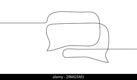 Speech bubbles continuous line style. Massages and talk signs for app, web, mail comes. Empty speech, communication balloons. Comic sketch explosions. Stock Vector