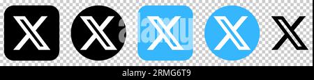 X icons. Twitter new logo. Vector illustration isolated on transparent background Stock Vector