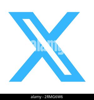 X blue logo. Twitter new icon. Editorial illustration isolated on white background Stock Vector