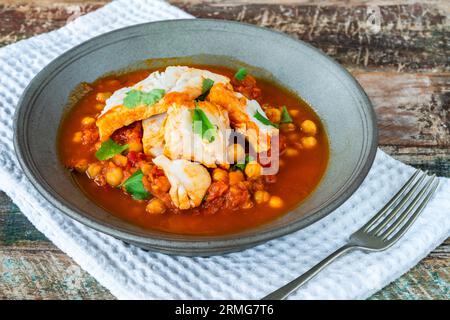 Moroccan fish stew with chickpeas Stock Photo