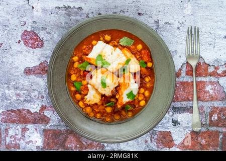 Moroccan fish stew with chickpeas Stock Photo